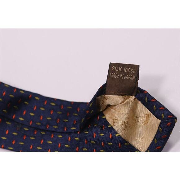 Paul Stuart Blue w/ Lime Green/Pink Geometric Jacquard Silk Handmade in Japan - Picture 6 of 6